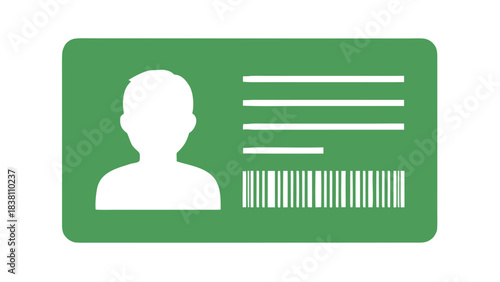 Green Identification Card With Silhouette Profile And Barcode Illustration Vector