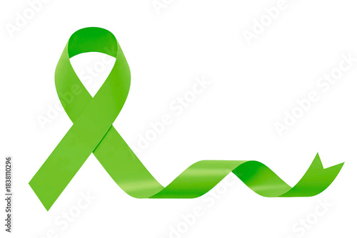 Green Awareness Ribbon Isolated on Transparent Background - PNG Element for Mental Health, Environment, and Health Awareness