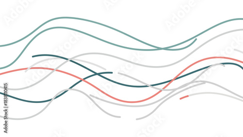 Minimalist flowing lines art with a calm color palette against a plain white background