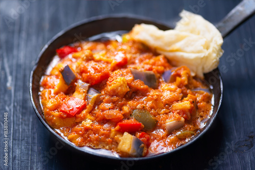 rustic eggplant ragu in tomato sauce