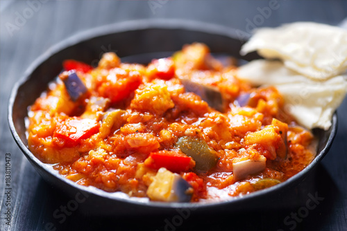 rustic eggplant ragu in tomato sauce