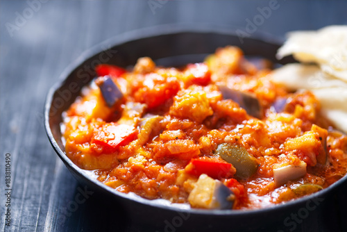 rustic eggplant ragu in tomato sauce