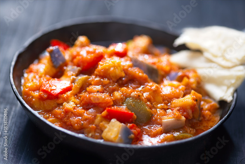 rustic eggplant ragu in tomato sauce