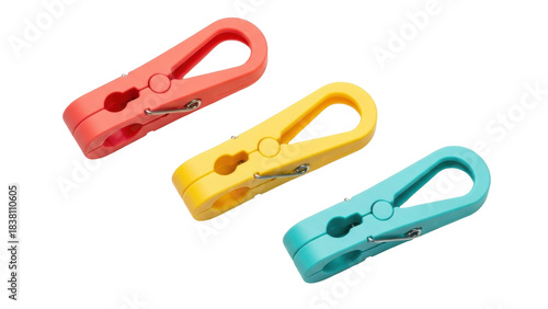 Isolated clothes pegs clips colored clothing laundry pin bright clamp appliance drying