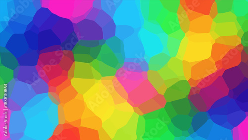 Vibrant polygonal spectrum with blended hues providing a playful mosaic style for backgrounds