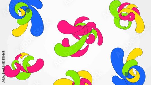 A Dynamic Assortment of Playful Color Swirls Against a Clean White Backdrop