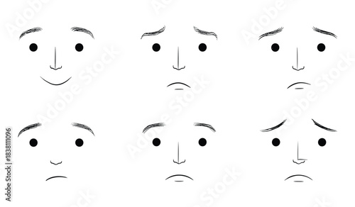 Minimalist Hand Drawn Faces with Different Expressions emotion facial expression