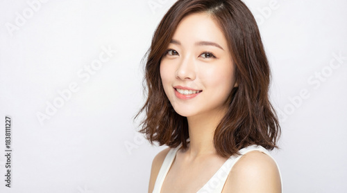 Beautiful young asian woman smiling with teeth