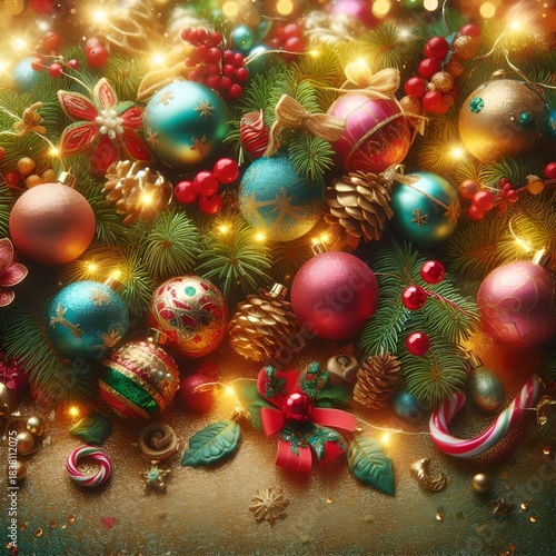 Festive Christmas Ornament and Decoration Display
