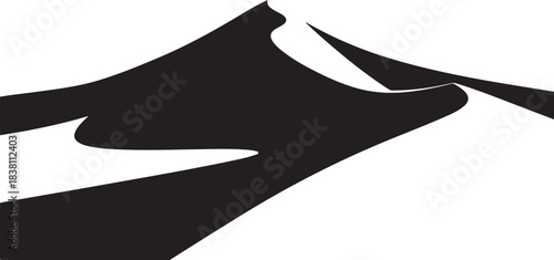 Abstract black silhouette of sand dunes desert landscape