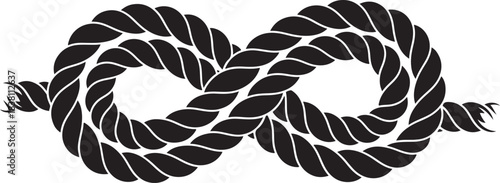 Black and white infinity knot made of rope symbol marine