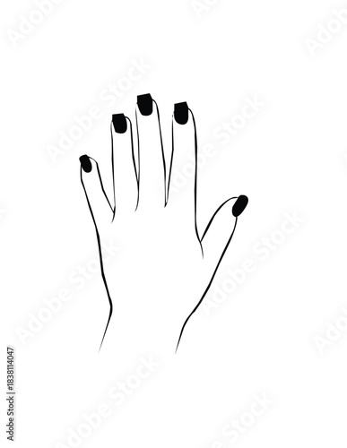 hand with black and white nails