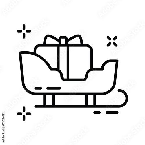 Take your hands on this amazing outline icon of santa sleigh