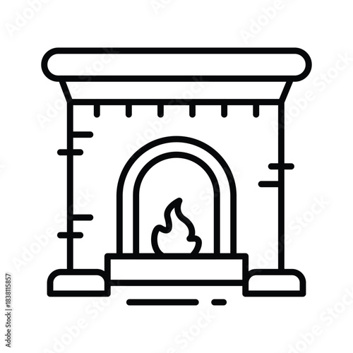 Grab this creatively design outline icon of fireplace in modern style