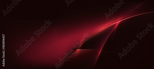 Abstract red glow curve lines on dark background