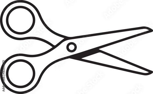 Outline vector tool for cutting paper and fabric with two open blades and handles