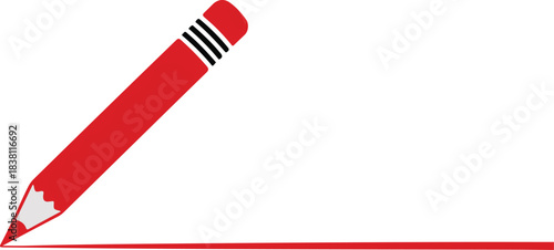 Red pencil drawing a precise continuous red line on a black background vector image.