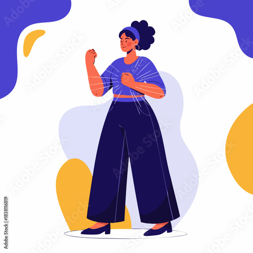 Empowered Woman Celebrating Success with Passionate Gesture.