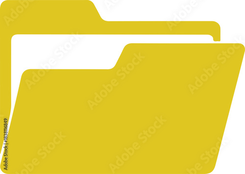 Yellow vector folder icon partially open, representing data organization and digital storage