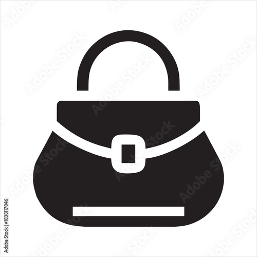 Elegant ladies handbag icon for shopping and e commerce applications