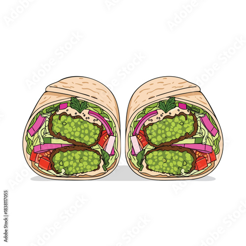 Delicious Cut Wrap Sandwich Illustration