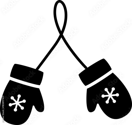 Christmas mittens silhouette icon isolated.
Winter festive gloves decorated silhouette vector.
Transparent background. SVG.