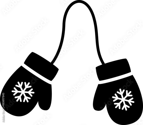 Christmas mittens silhouette icon isolated.
Winter festive gloves decorated silhouette vector.
Transparent background. SVG.