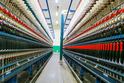 Modern spinning equipment on the production line