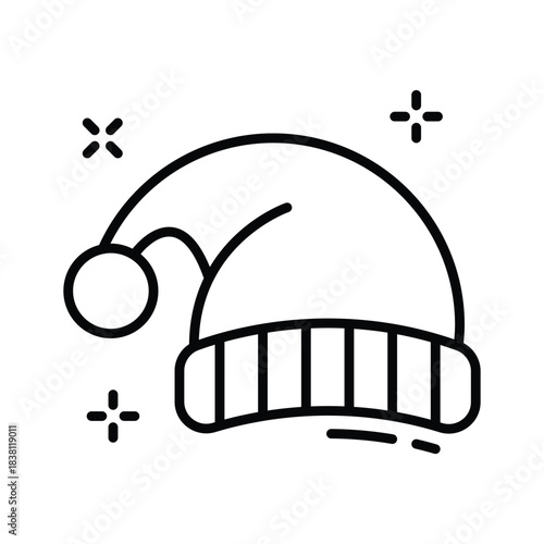 Classic Santa hat with a pom pom, festive headwear.