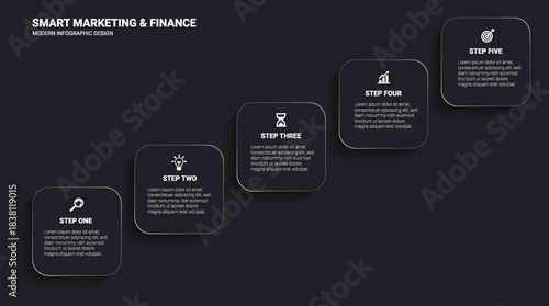 Professional Five-Step Infographic Template for Marketing and Finance Presentations