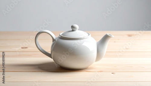Wallpaper Mural White Ceramic Teapot on Wooden Table. Torontodigital.ca