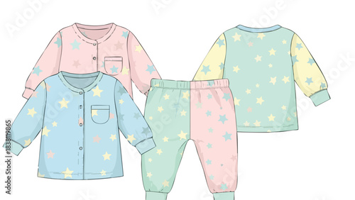 Delicate Baby Pajamas Design with Pastel Star Patterns for Nighttime Comfort and Sweet Dreams and a Whimsical Touch Perfect for Little Ones
