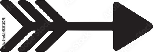 Vector graphic of a solid black arrow pointing right for navigation and direction indication.
