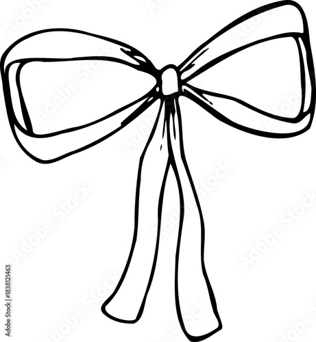 Vector line ribbon Bow isolated on a white background.