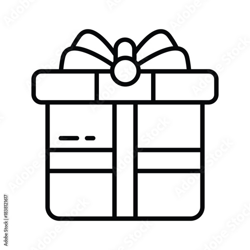 Wrapped gift box with a ribbon, outline icon of gift box in modern style.