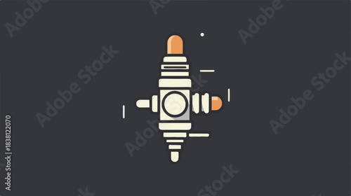 Spark plug icon in pixel perfect flat design, clean stroke, modern auto tech theme