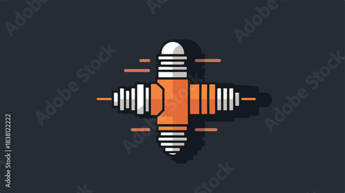 Spark plug icon in pixel perfect flat design, clean stroke, modern auto tech theme