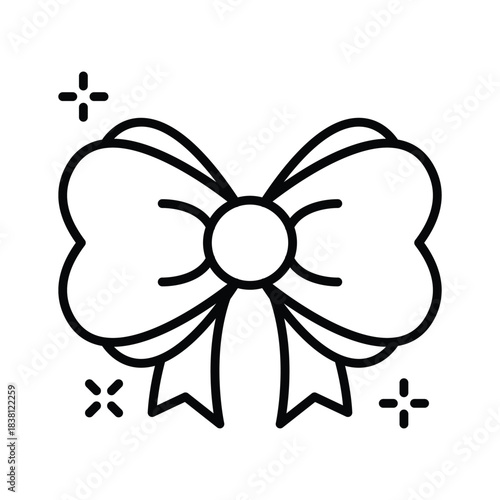 Decorative bow outline icon, perfect for adding a festive touch.