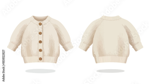 Cozy Cream-Colored Baby Cardigan Illustration: A Warm and Stylish Choice for Little Ones apparel