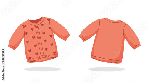 Charming baby bodysuit illustration with heart motifs for infant apparel design projects