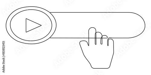 Mouse pointer clicking on a subscribe button with an extended index finger, encouraging users to follow and stay updated on the latest online content  continuous one line drawing