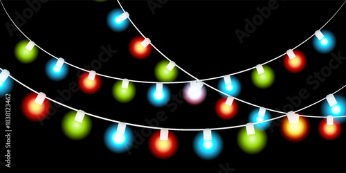Glowing Multicolor Holiday String Lights for Christmas and New Year Design