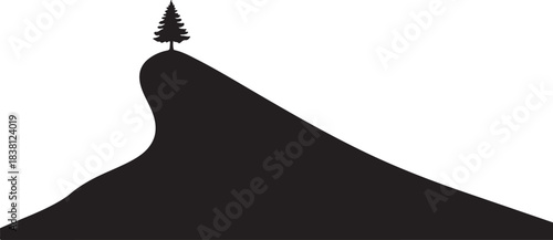 Lone Pine Tree on a Hilltop Silhouette mountain nature