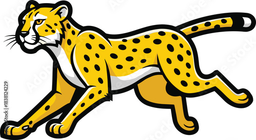 Running Cheetah Mascot Vector Illustration with Bold Spots and Dynamic Athletic Motion Style