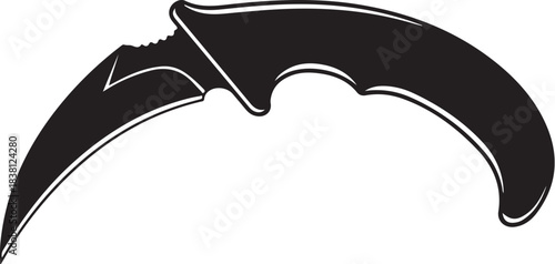 Silhouette of a curved karambit knife blade weapon