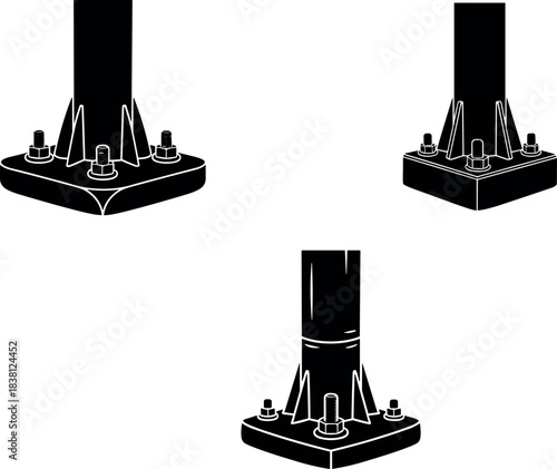 flavector steel column base plate connection views for structural engineering and construction foundation design