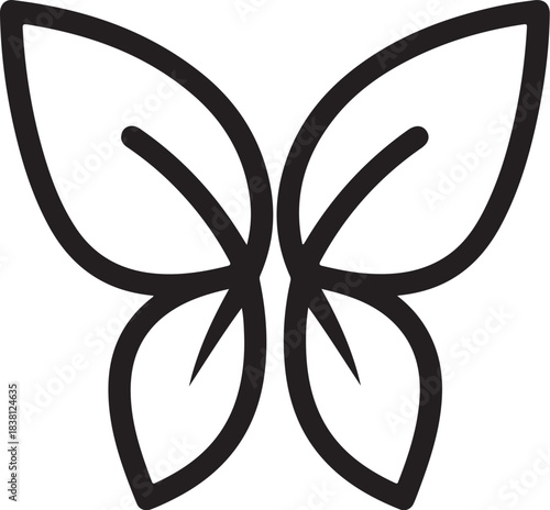 Simple outline butterfly with leaf-shaped wings insect