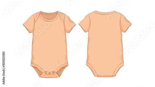 Infant bodysuit apparel design template showcasing front and back views for apparel mockups, ideal for ecommerce and product presentation