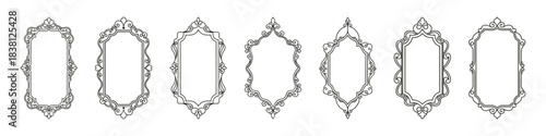 A collection of elegant vintage frames with ornate scrollwork and decorative borders, perfect for invitations, certificates, and labels.