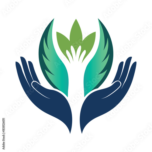 Hands Protecting Nature and Sustainable Growth Logo